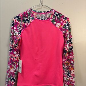 Maaji Pink and Floral Long Sleeve Top, swim and surf, size S, NWT